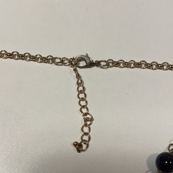 Purple Agate Pendant Necklace Gold Tone Chain Statement Stone Boho Jewelry - Picture 6 of 6